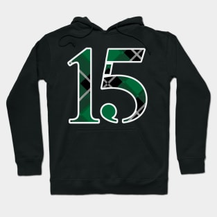 15 Sports Jersey Number Green Black Flannel Hoodie